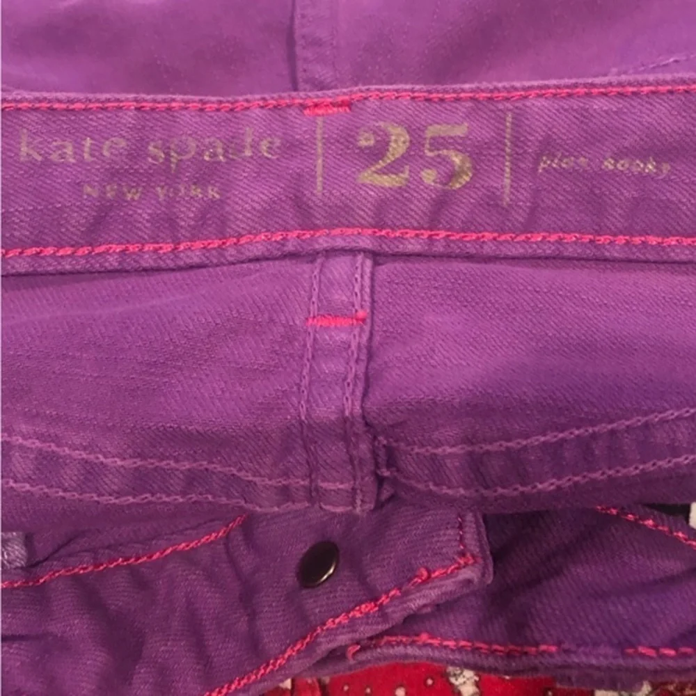 KATE SPADE PURPLE SKINNY BROOME ST PLAY HOOKIE LOW-RISE JEANS 25